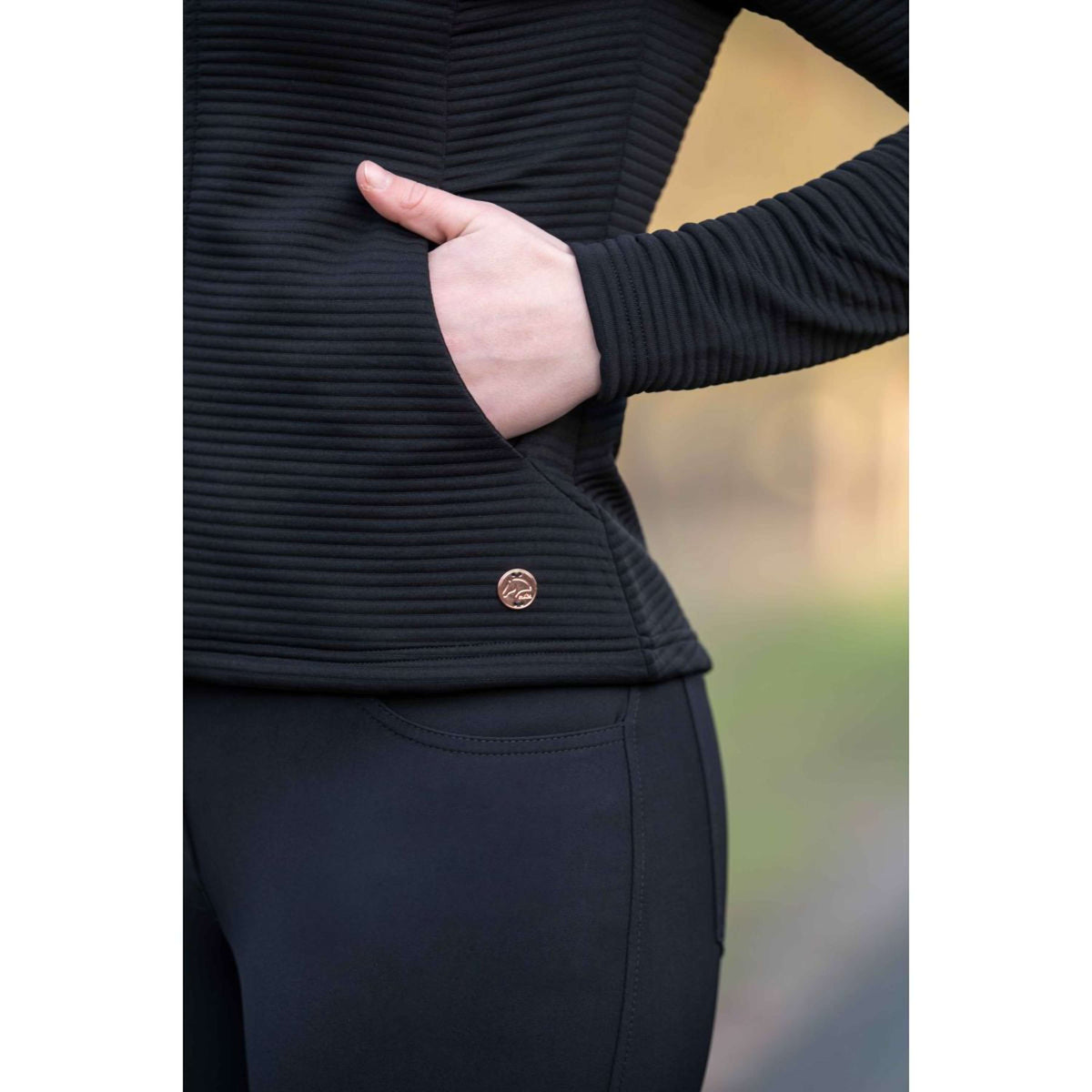 HKM Sudadera con capucha y cremallera Yvonne Negro