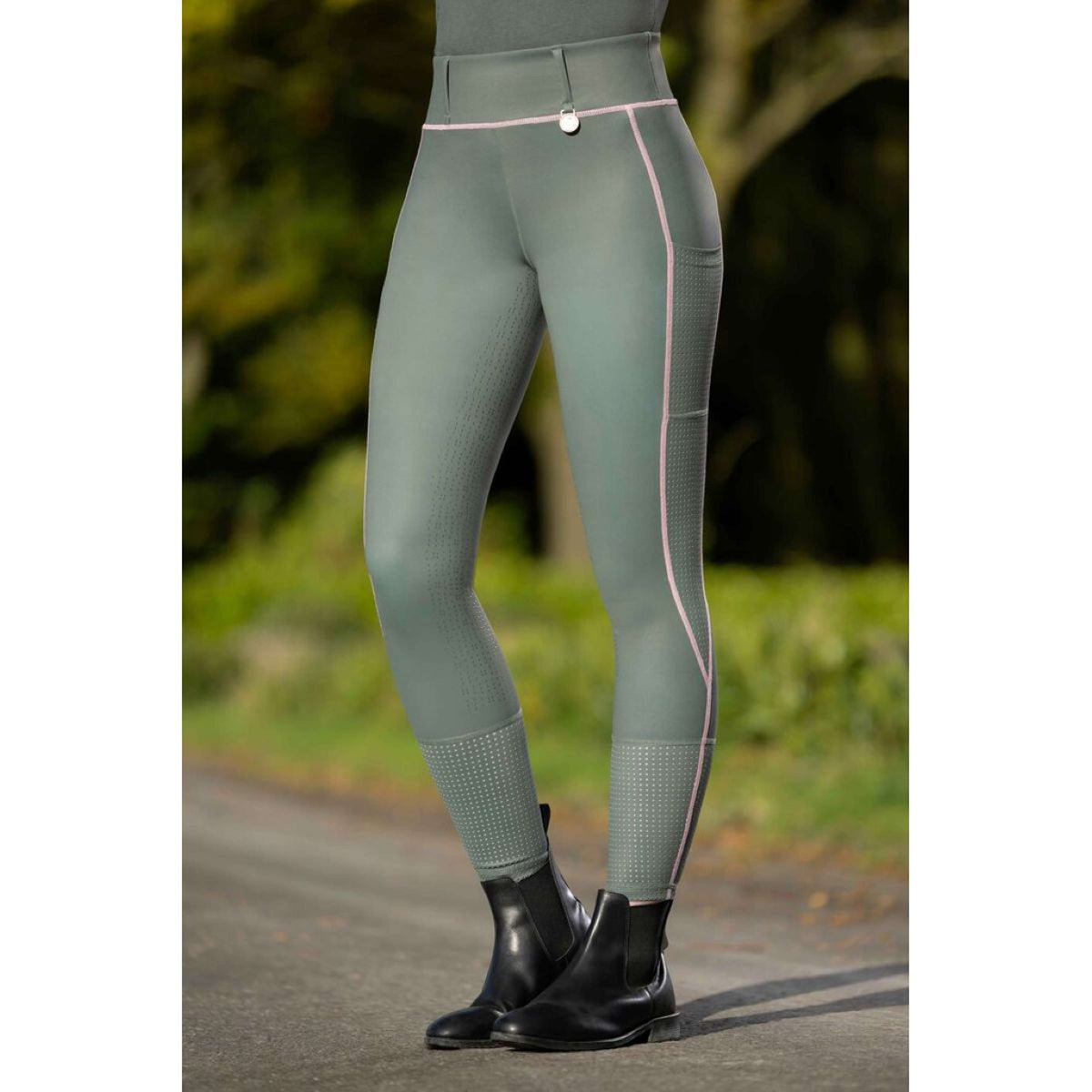 HKM Legging de Equitación Juna Full Grip Grisverde