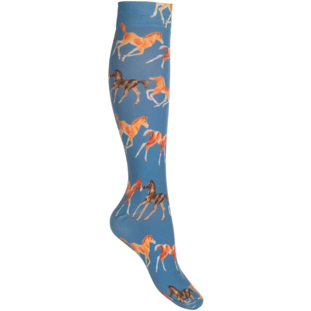 HKM Calcetines de Equitación Pony Club Azul Humo