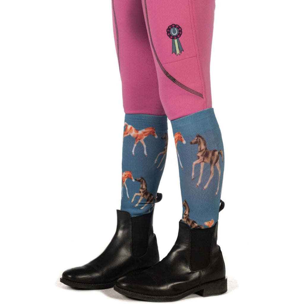 HKM Calcetines de Equitación Pony Club Azul Humo