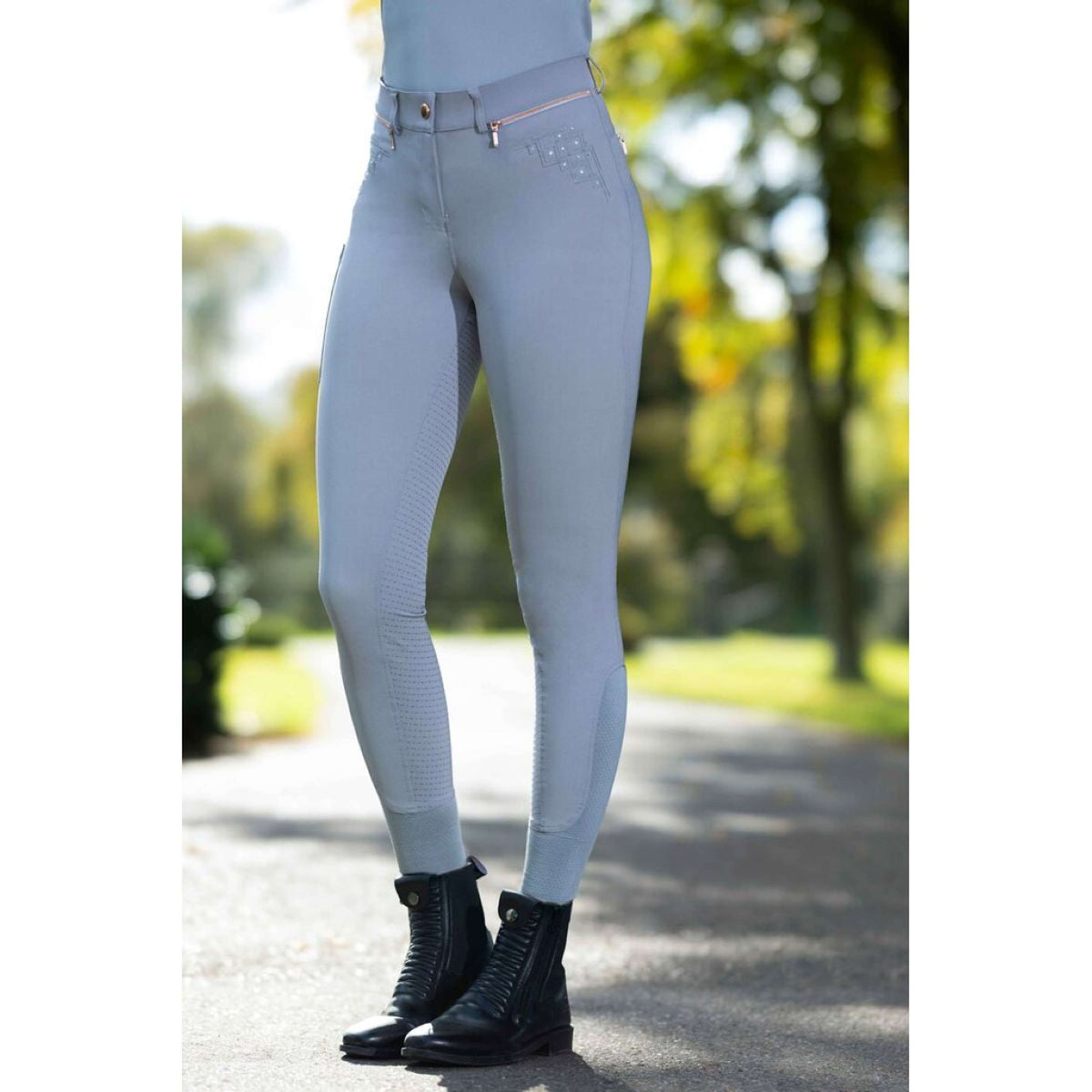 HKM Pantalones Rosegold Sparkle Full Grip Gris/Oro Rosa