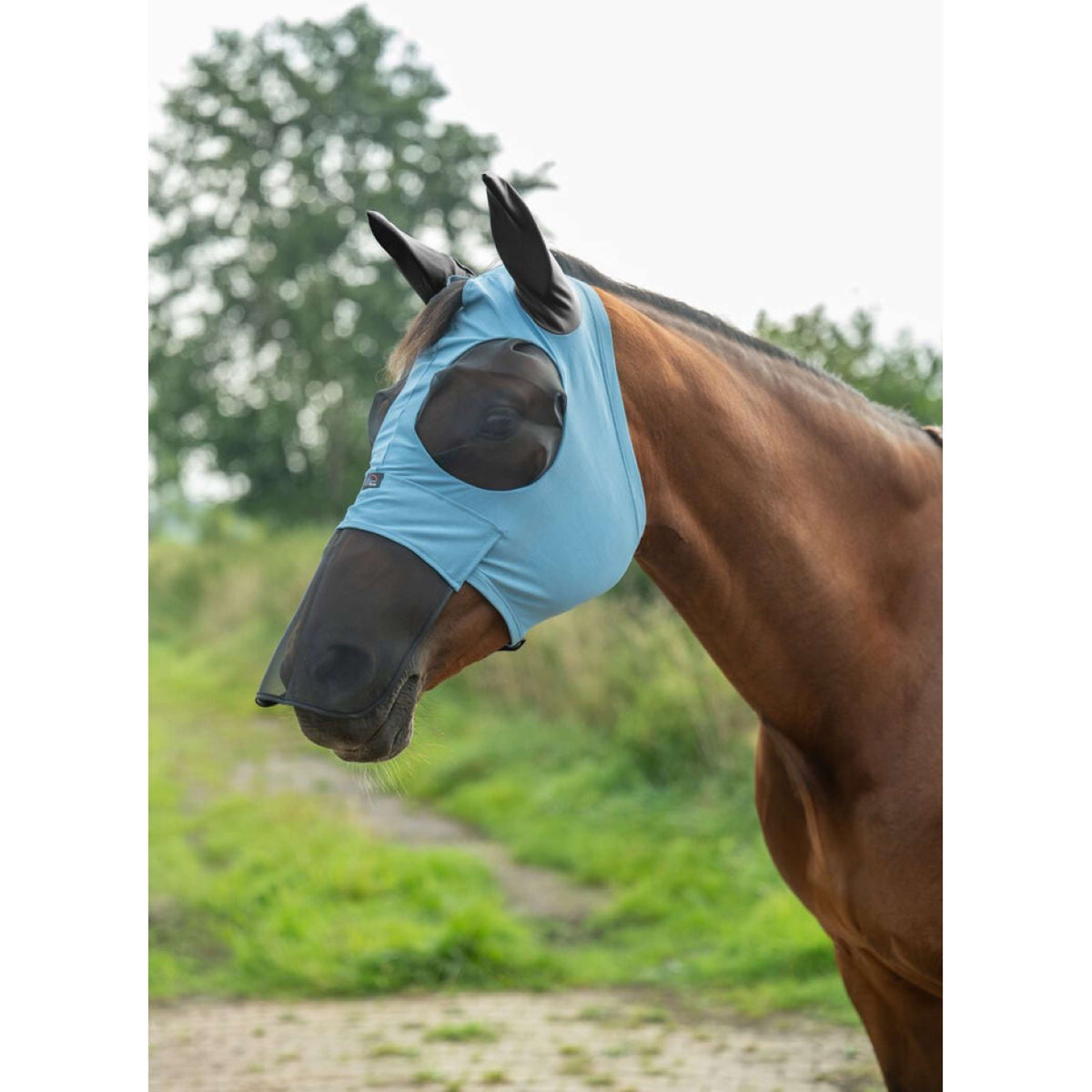 HKM Máscara para Moscas Elastic Con Protección para la Nariz Azul Humo