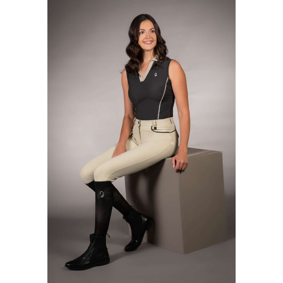 Lauria Garrelli Poloshirt Limone Sin Mangas Negro