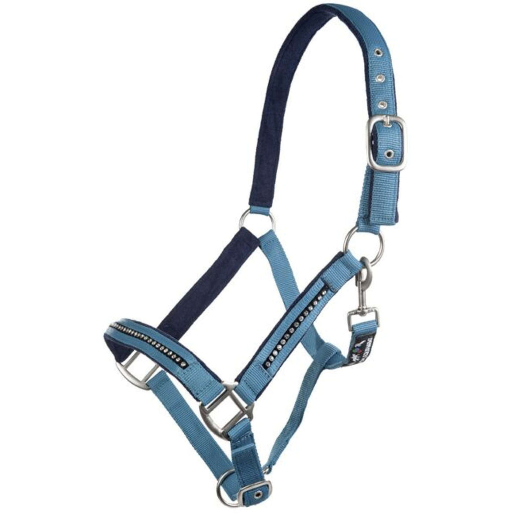 HKM Juego de Cabestro Crystal Forro Suave Petrol/marino