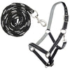 HKM Juego de Cabestro Crystal Forro Suave Negro Gris