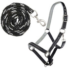 HKM Juego de Cabestro Crystal Forro Suave Negro Gris