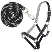 HKM Juego de Cabestro Crystal Forro Suave Negro Gris