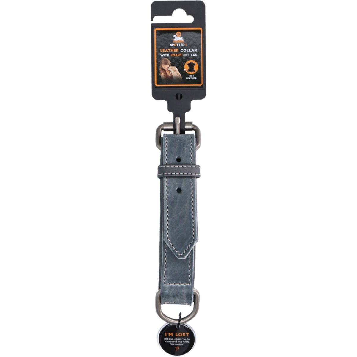 Spotted Pro! Collar para Perro Cuero Gris