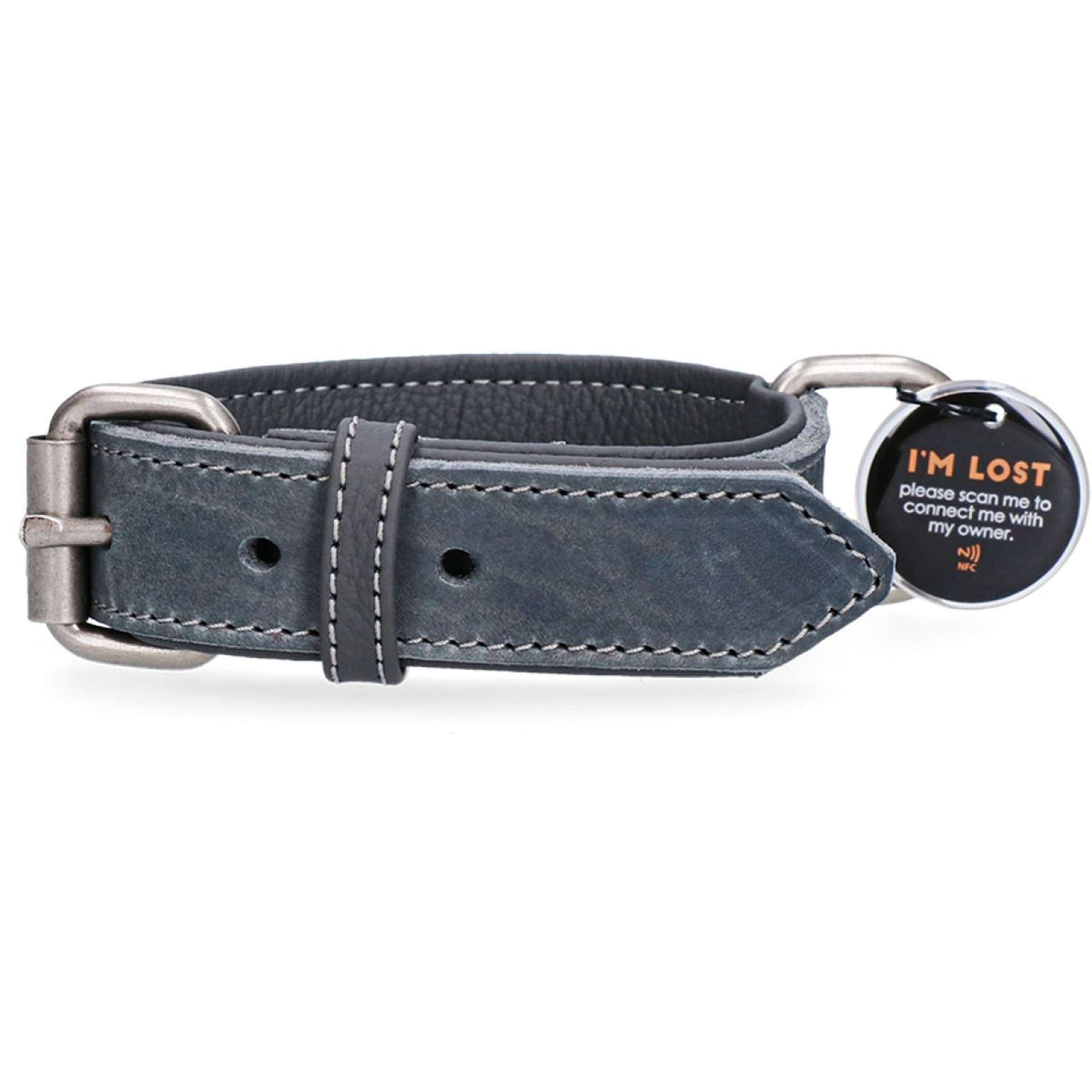 Spotted Pro! Collar para Perro Cuero Gris