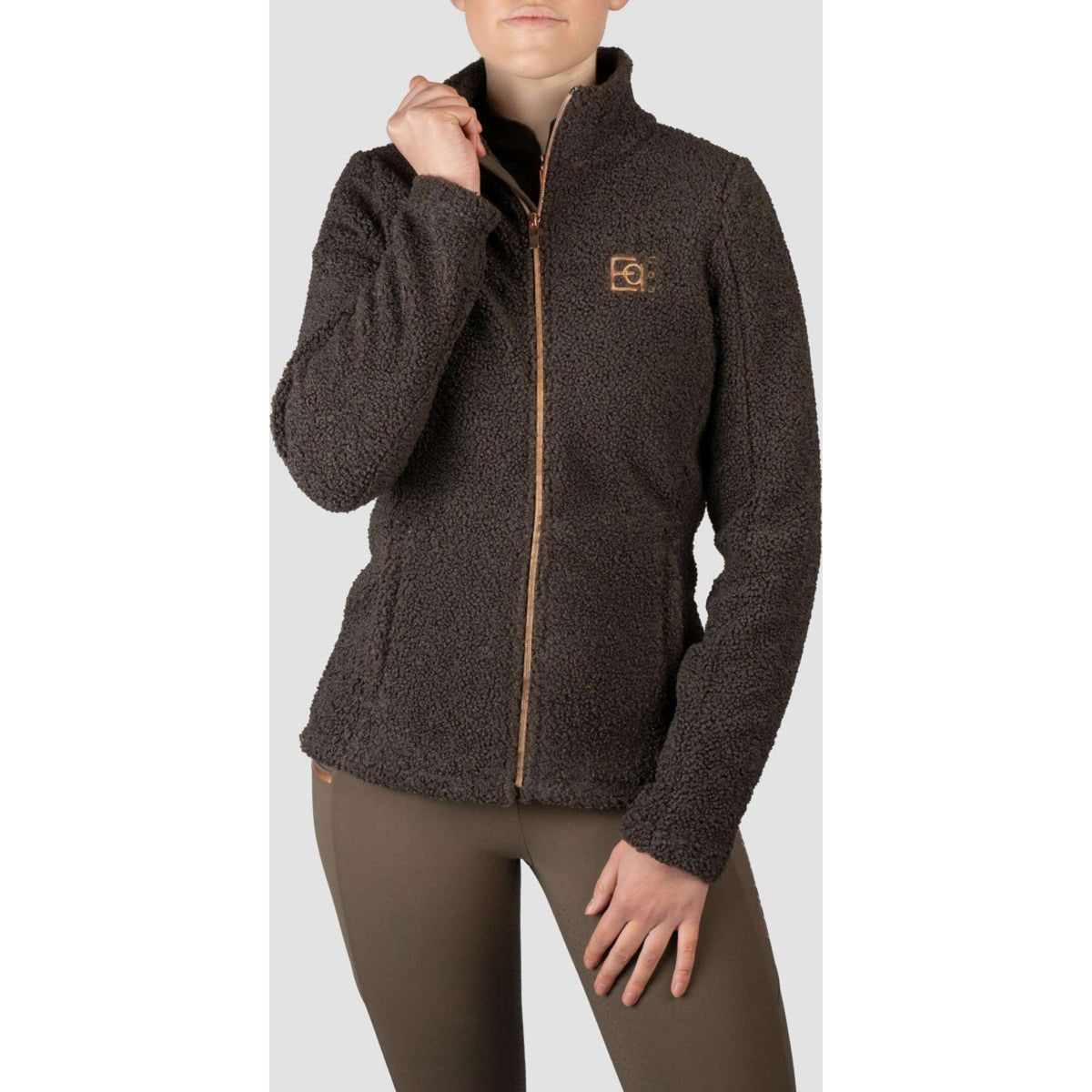 HORKA Sudadera con capucha y cremallera Teddy Francesca Chocolate oscuro