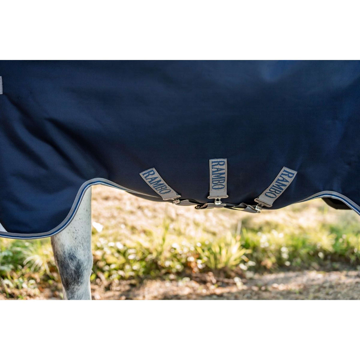 Rambo Turnout Rug 1680D Varilayer 250g Navy/Thunderstorm Grey/Silver