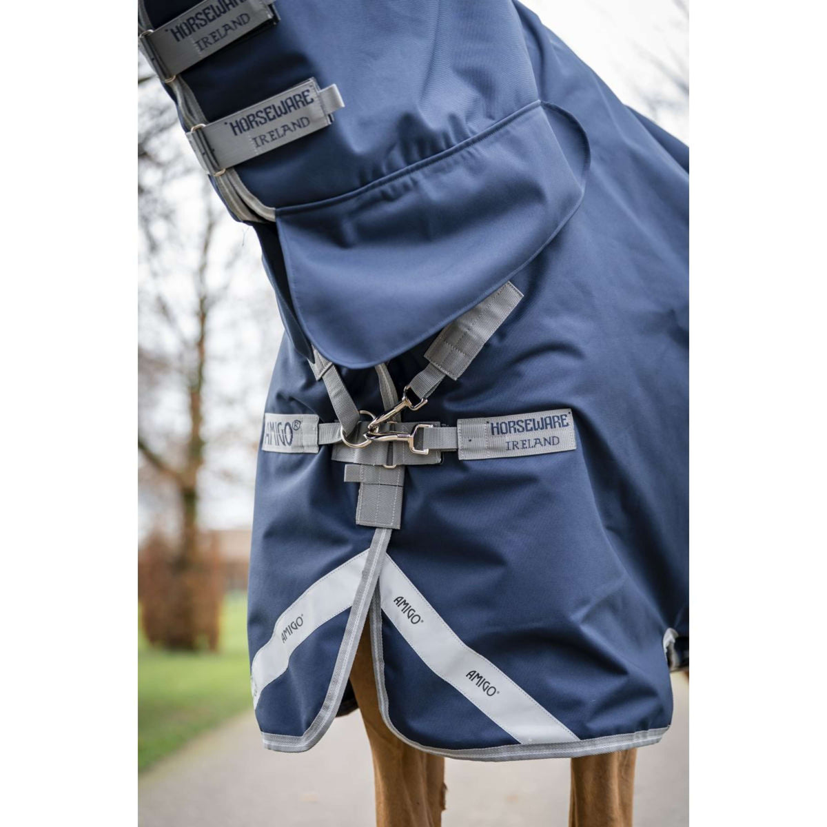 Amigo Turnout Rug Integrated 1200D 150g Navy/Titanium Grey/Silver