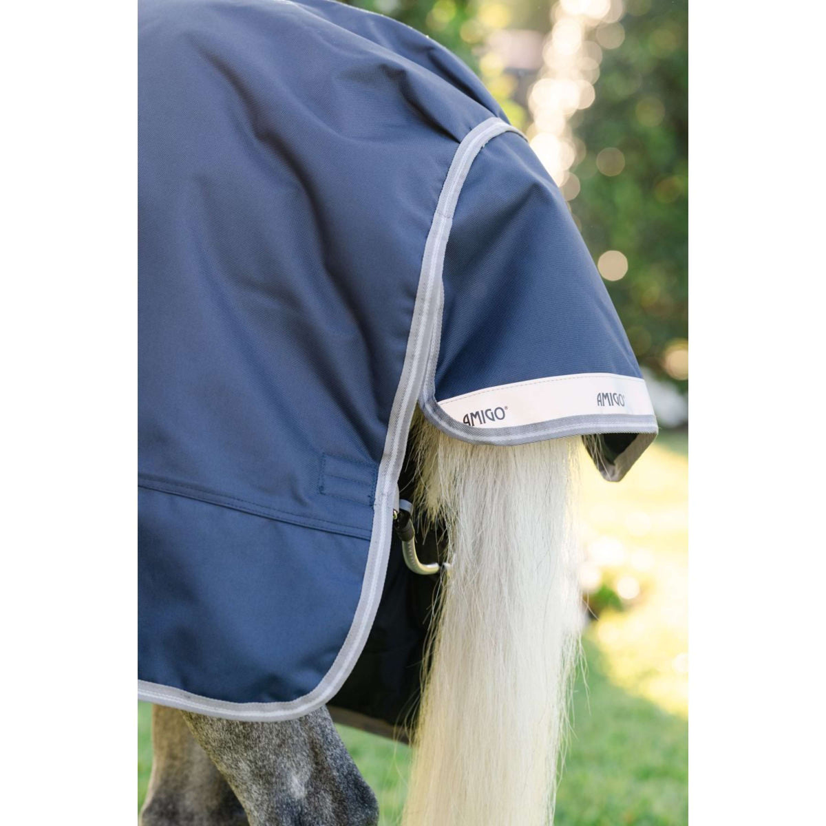 Amigo Turnout Rug 1200D Plus Pony 250g Navy/Titanium Grey/Silver
