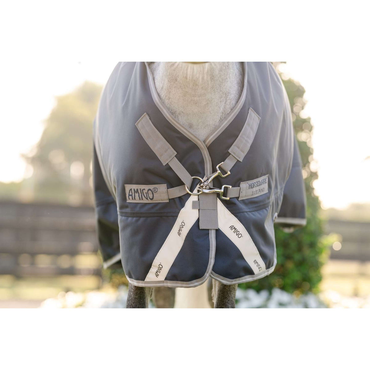 Amigo Turnout Rug 1200D Plus Pony 250g Navy/Titanium Grey/Silver