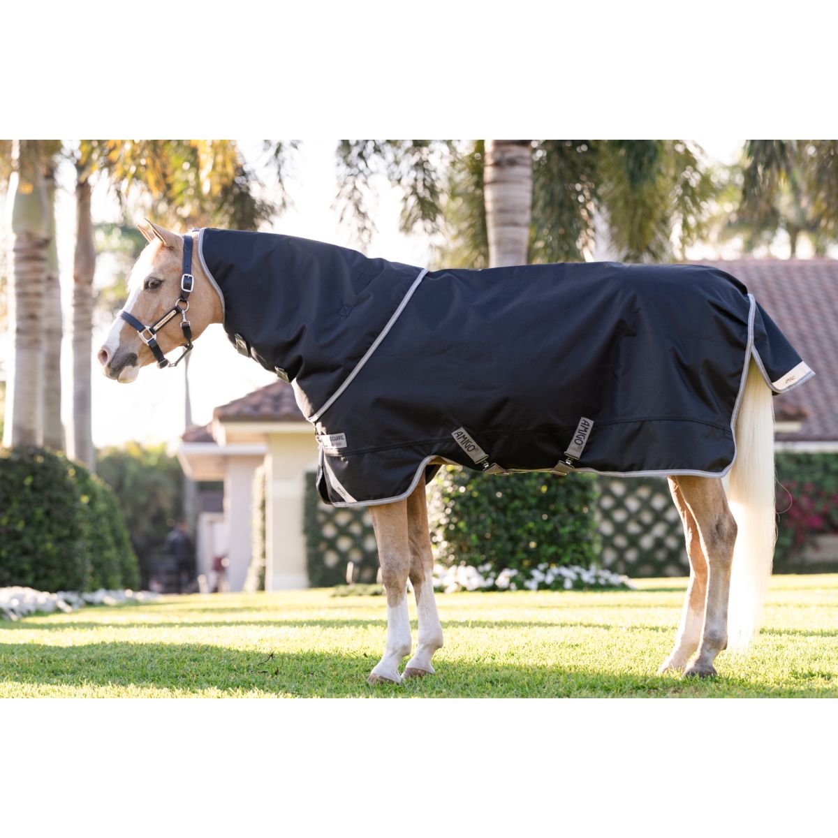 Amigo Turnout Rug 1200D Plus Pony 250g Black/Titanium Grey/Silver