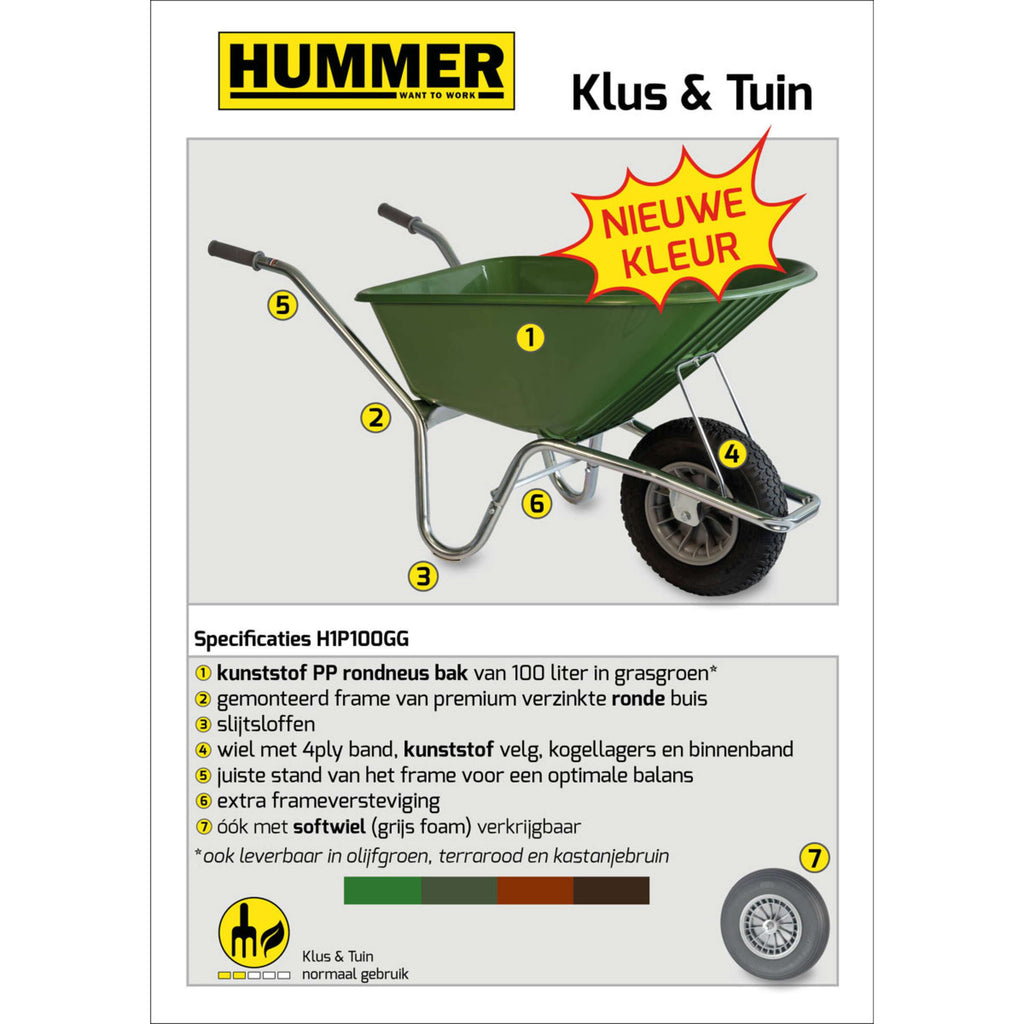 Hummer Carretilla Neumático de aire Grasgroen