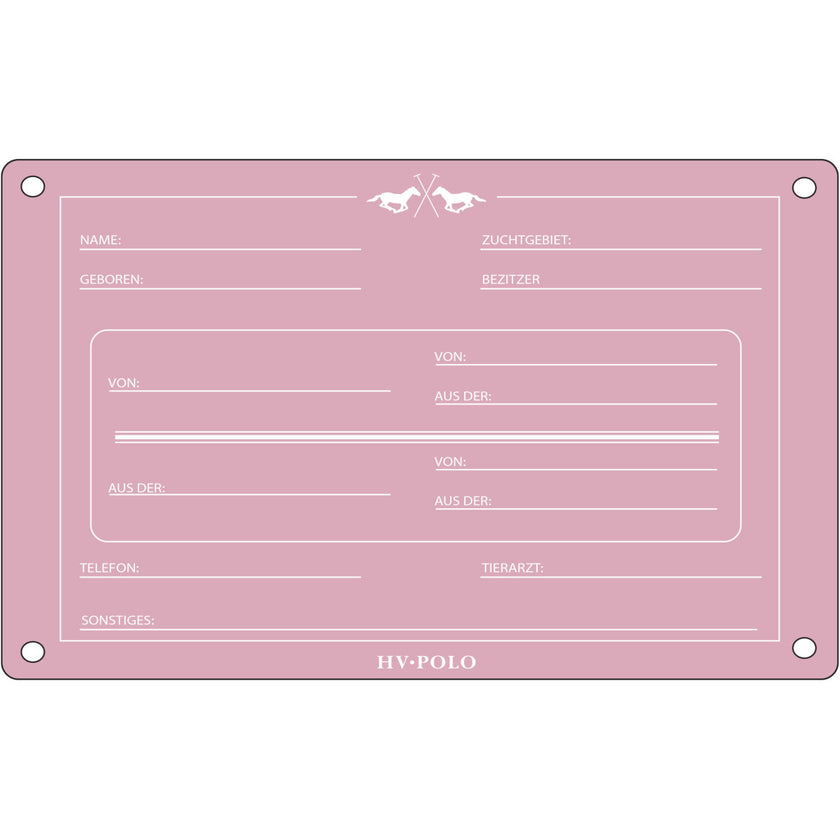 HV Polo Placa de Establo HVPPolo InglÃ©s Pretty Pink