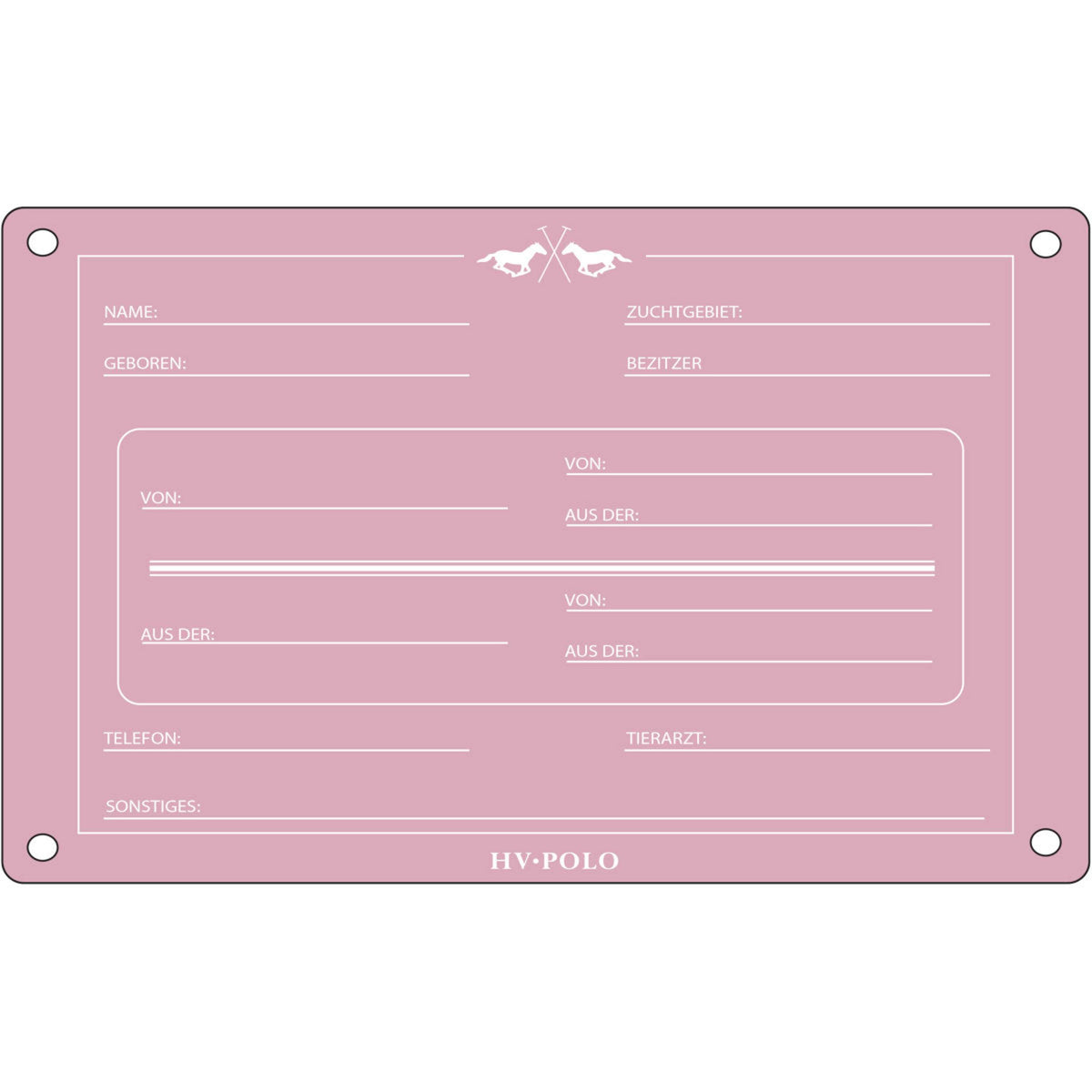 HV Polo Placa de Establo HVPPolo InglÃ©s Pretty Pink