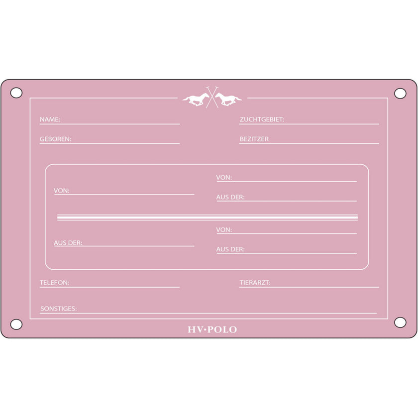 HV Polo Placa de Establo HVPPolo InglÃ©s Pretty Pink
