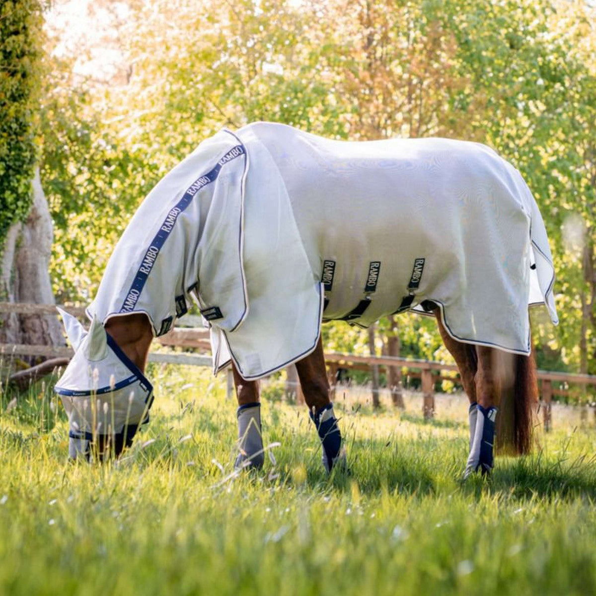 Rambo Manta Antimoscas Protector Plus Plata/Azul Marino/Blanco