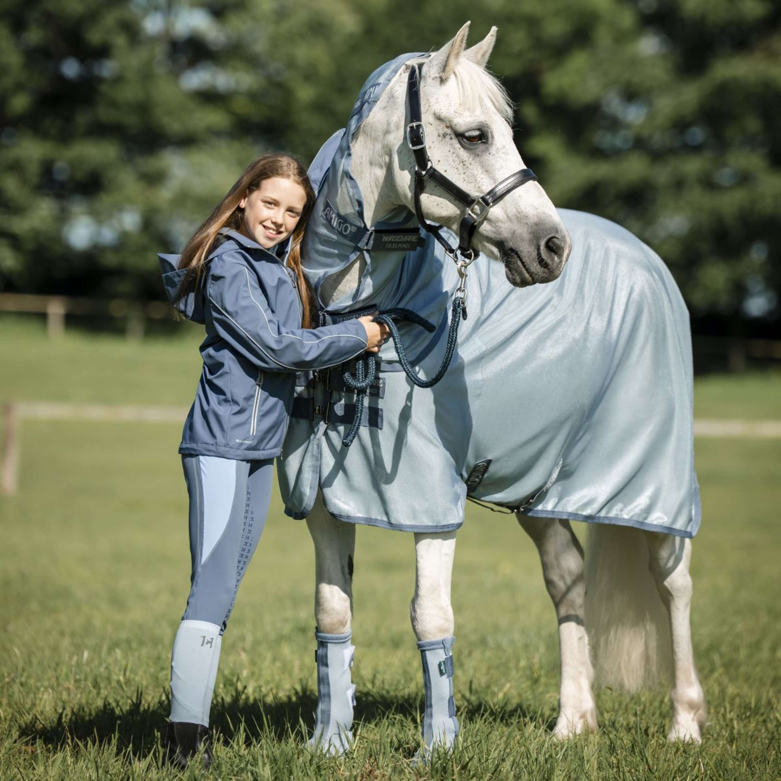 Amigo Bug Rug Plus Pony Heather Blue/Blue/Silver Amigo Bug Rug Plus Pony Heather Blue/Blue/Silver