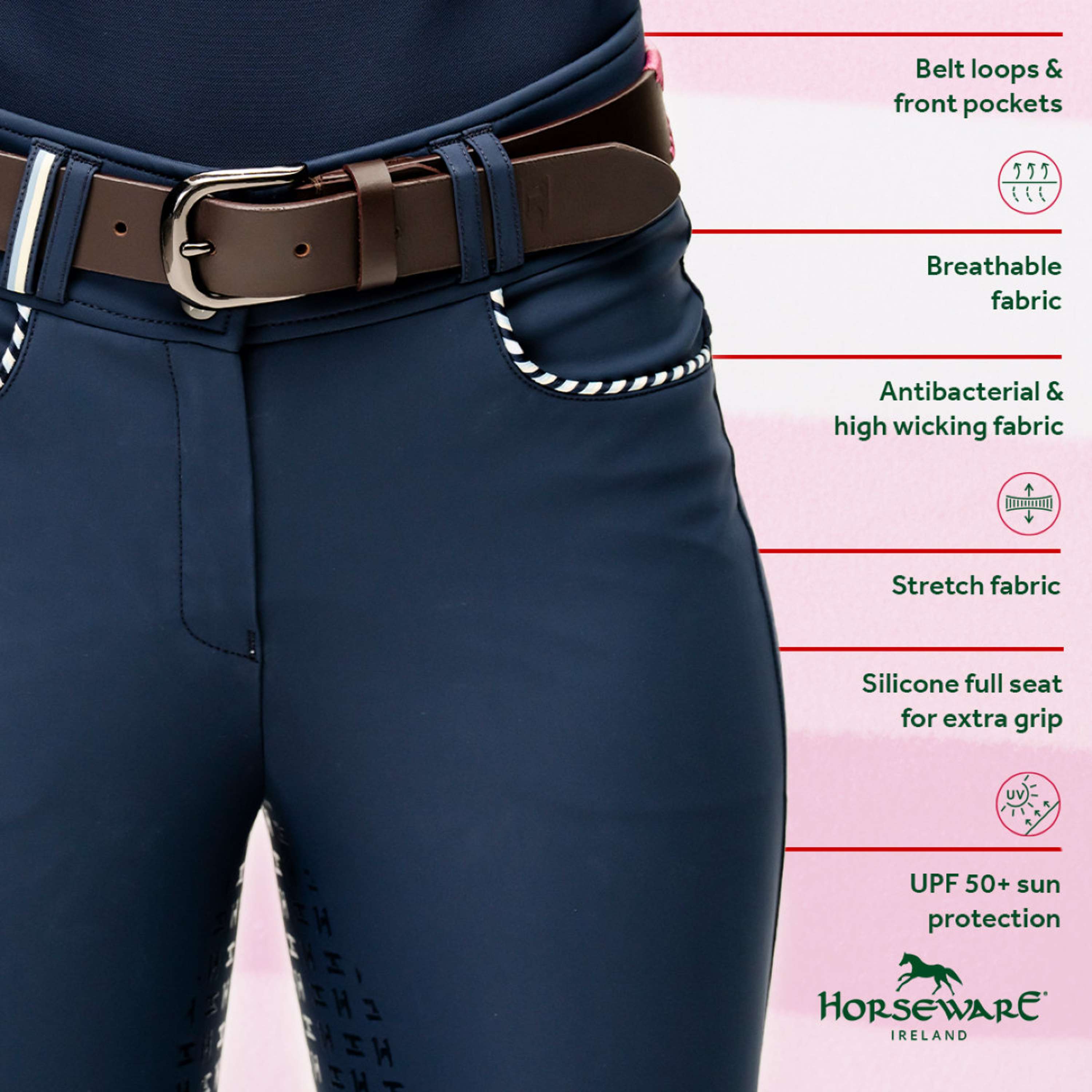 Horseware Pantalón de Equitación Newmarket High Rise Full Seat Navy