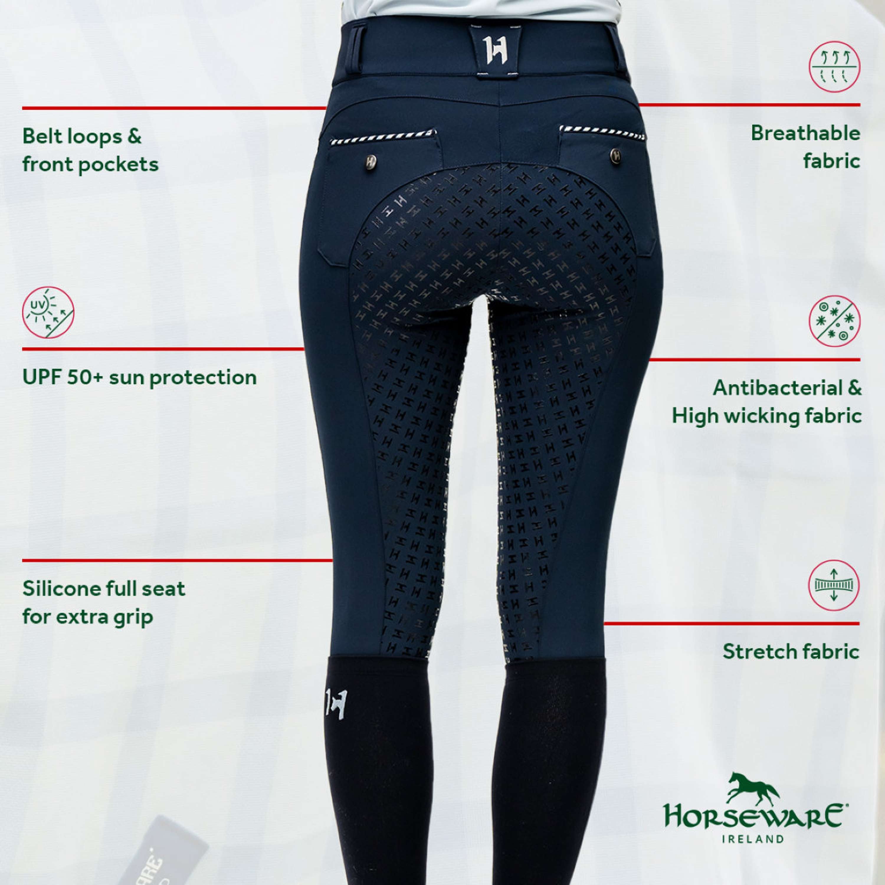 Horseware Pantalón de Equitación Newmarket High Rise Full Seat Navy