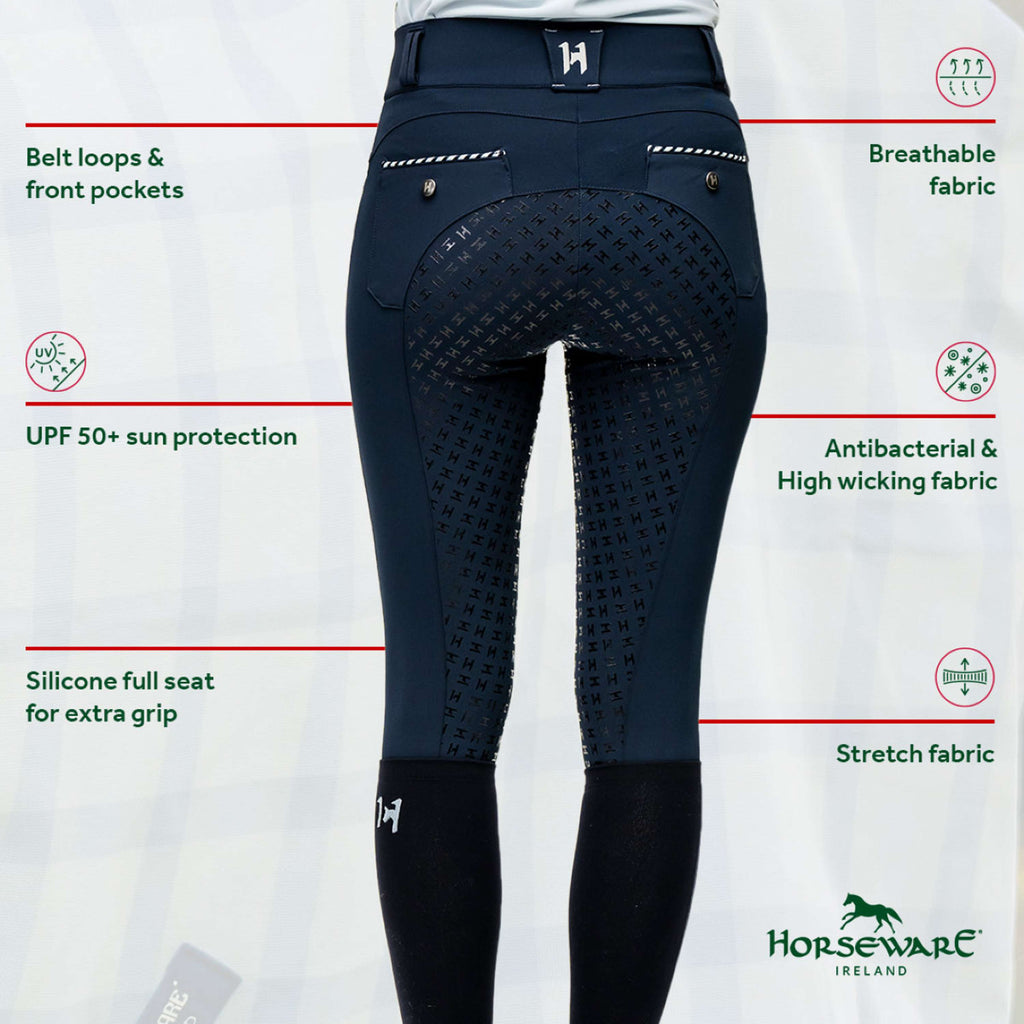 Horseware Pantalón de Equitación Newmarket High Rise Full Seat Navy