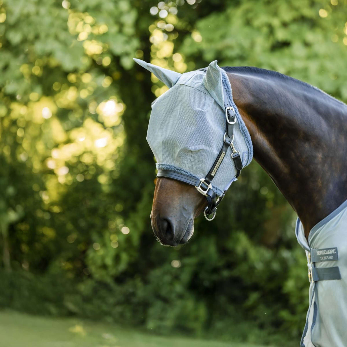 Amigo Fly Mask Heather Blue/Blue/Silver