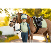 LeMieux Mantilla Mini Suede Close Contact Square saltando Macaron