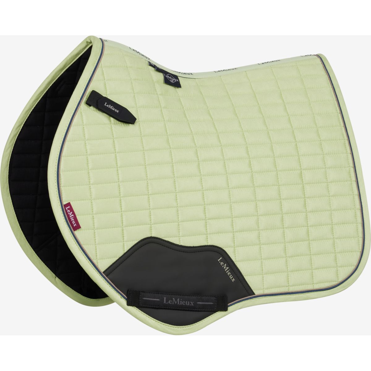 LeMieux Mantilla Mini Suede Close Contact Square saltando Macaron