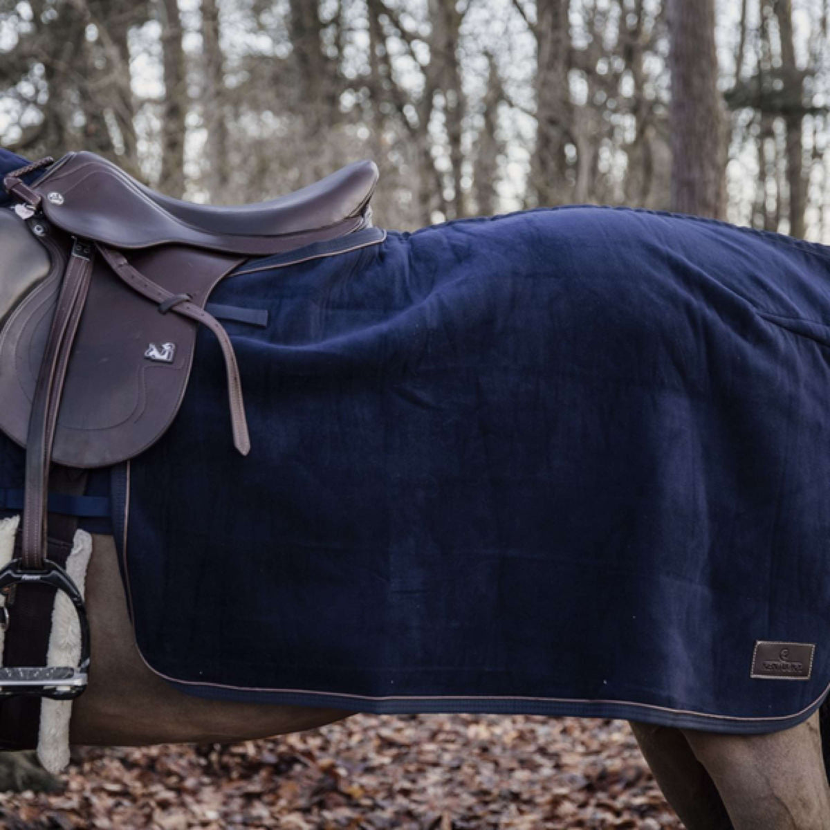 Kentucky Horsewear Manta de ejercicio Forro polar grueso cuadrado. Navy