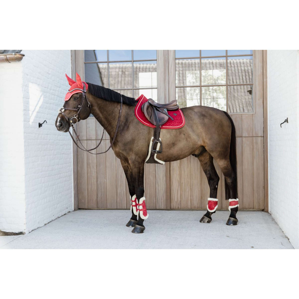 Kentucky Horsewear Botas para tendones Bamboo Elastic Vegan Piel Rojo