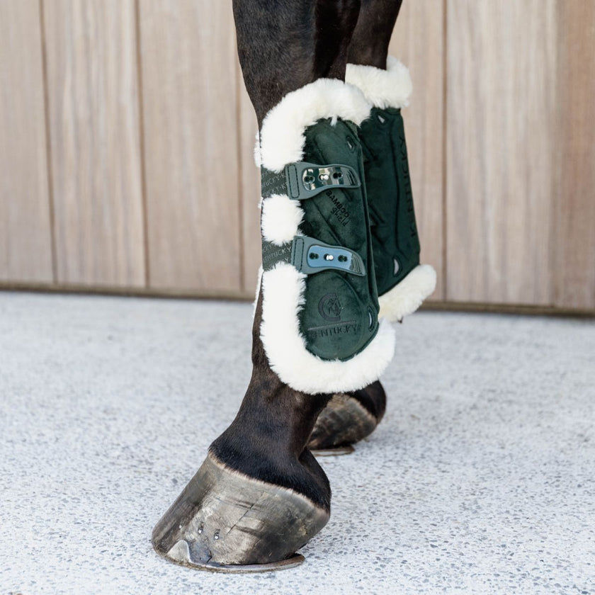 Kentucky Horsewear Botas para tendones Bamboo Elastic Vegan Piel Verde oscuro