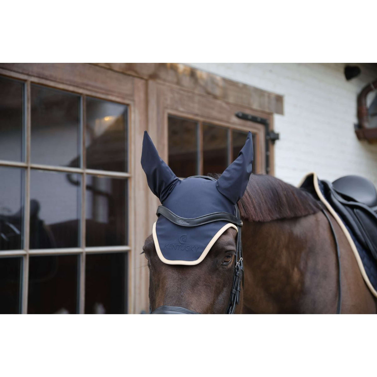 Kentucky Horsewear Bonete para Orejas Wellington Softshell Navy/Beige