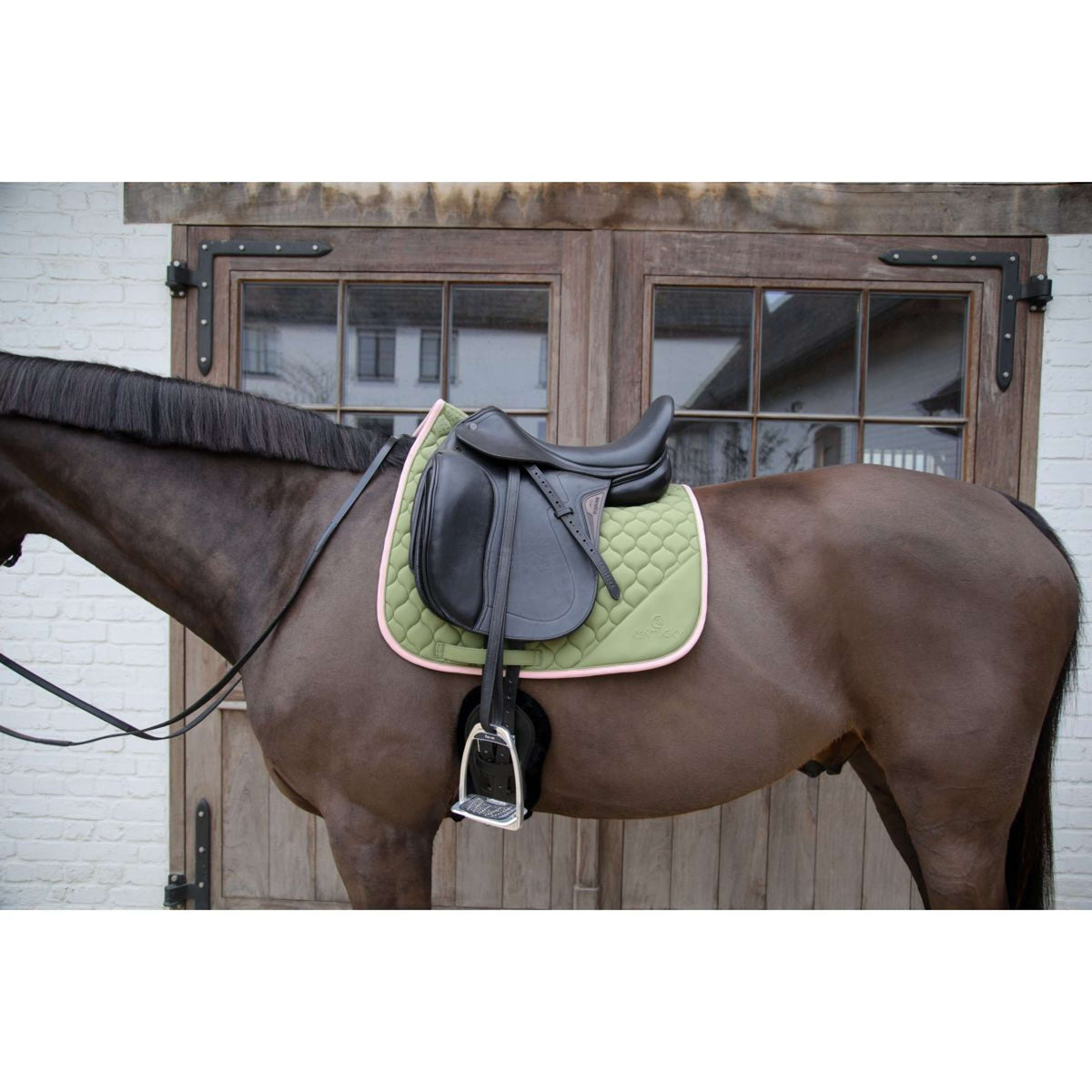 Kentucky Horsewear Mantilla Softshell Onion Quilt Doma clásica Caqui/Rosa viejo