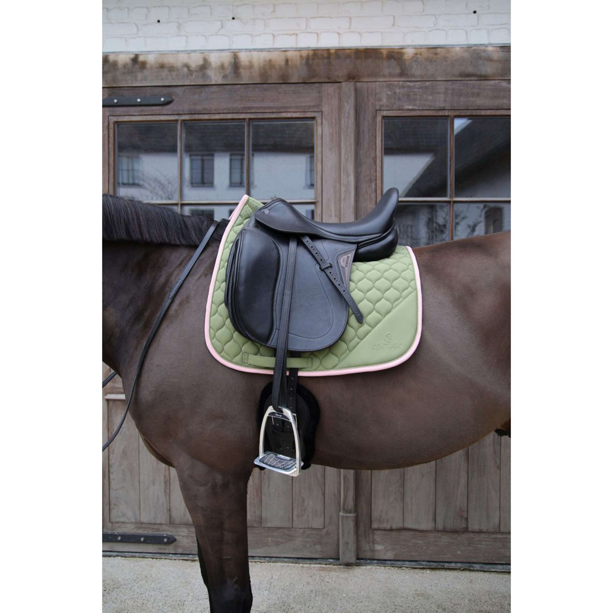 Kentucky Horsewear Mantilla Softshell Onion Quilt Doma clásica Caqui/Rosa viejo
