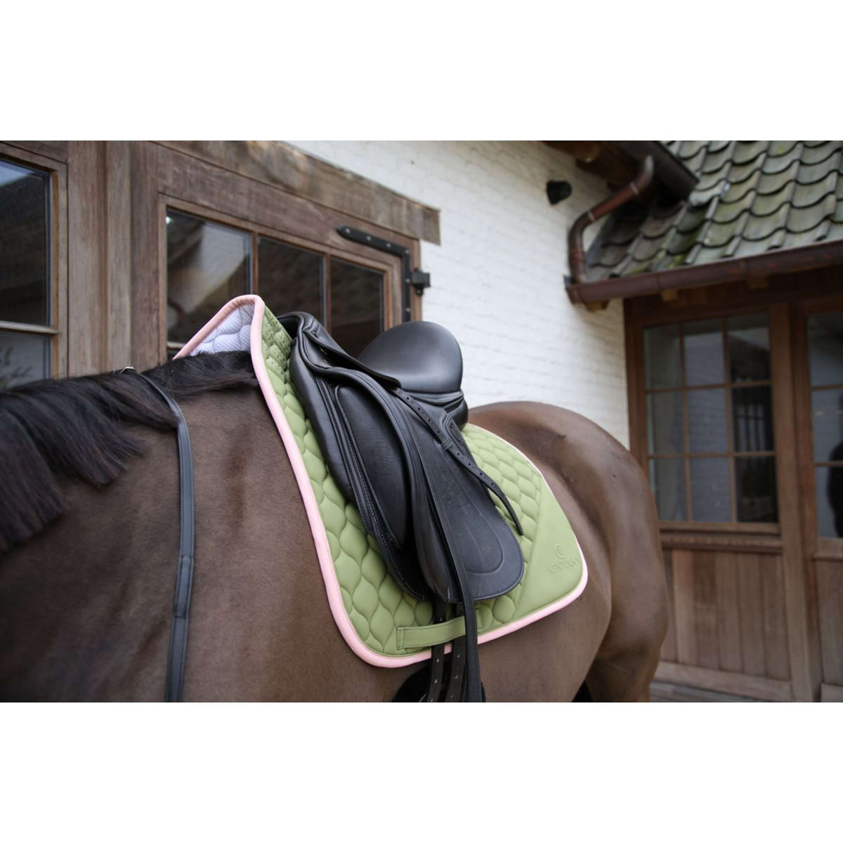 Kentucky Horsewear Mantilla Softshell Onion Quilt Doma clásica Caqui/Rosa viejo