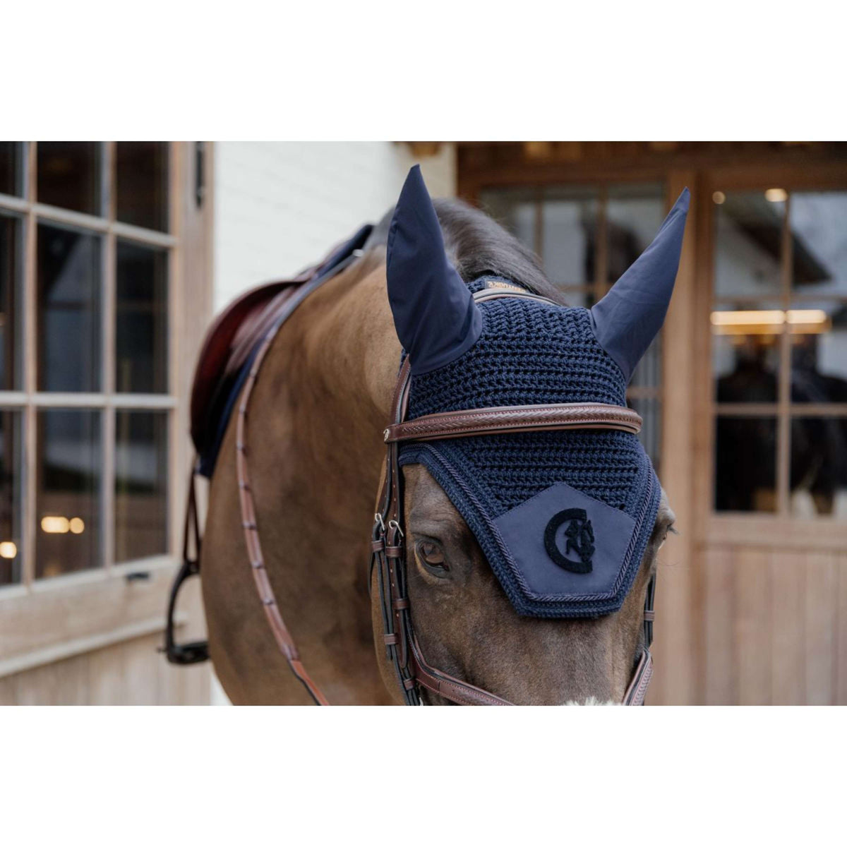 Kentucky Horsewear Bonete para Orejas Wellington 3D Logo Soundless Navy