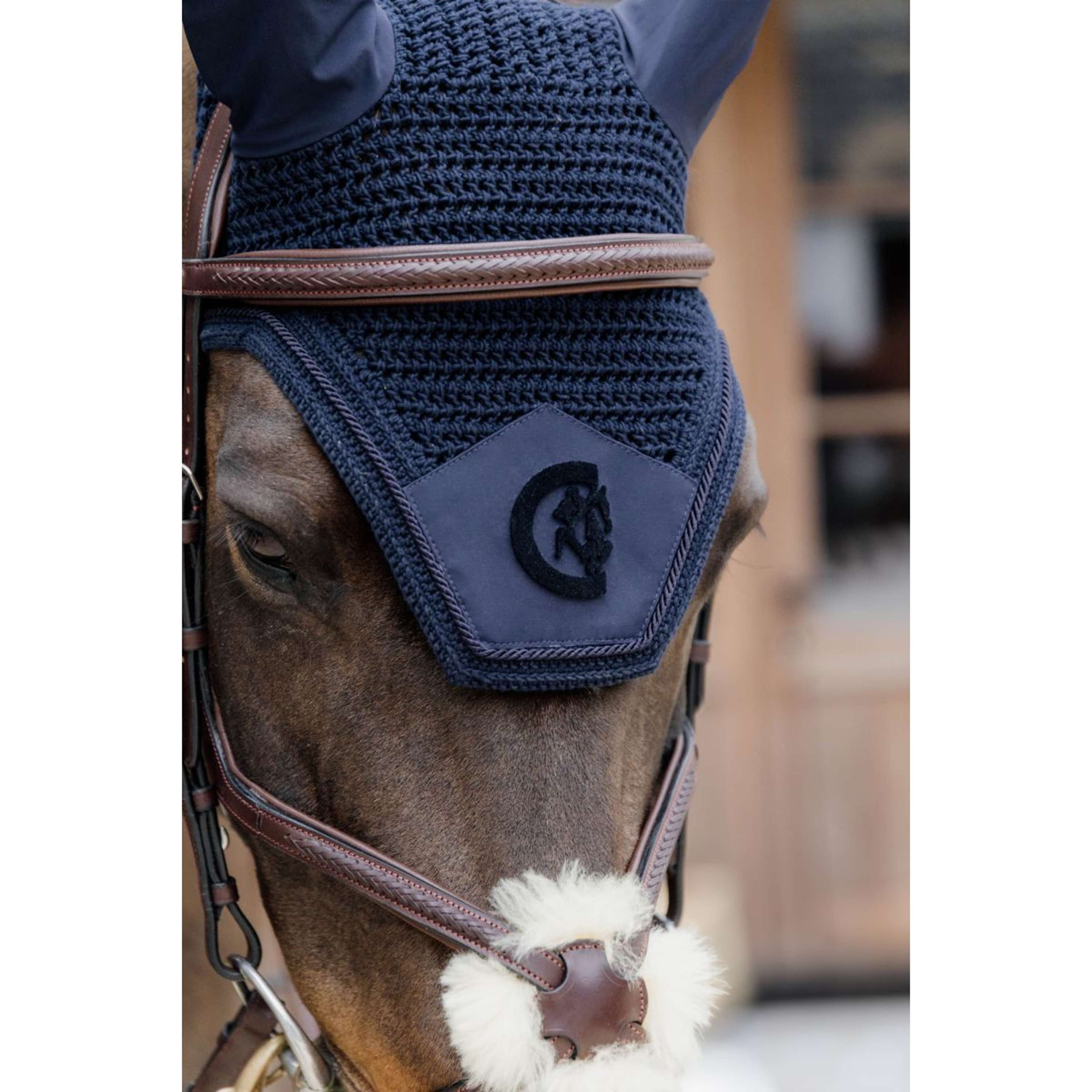 Kentucky Horsewear Bonete para Orejas Wellington 3D Logo Navy