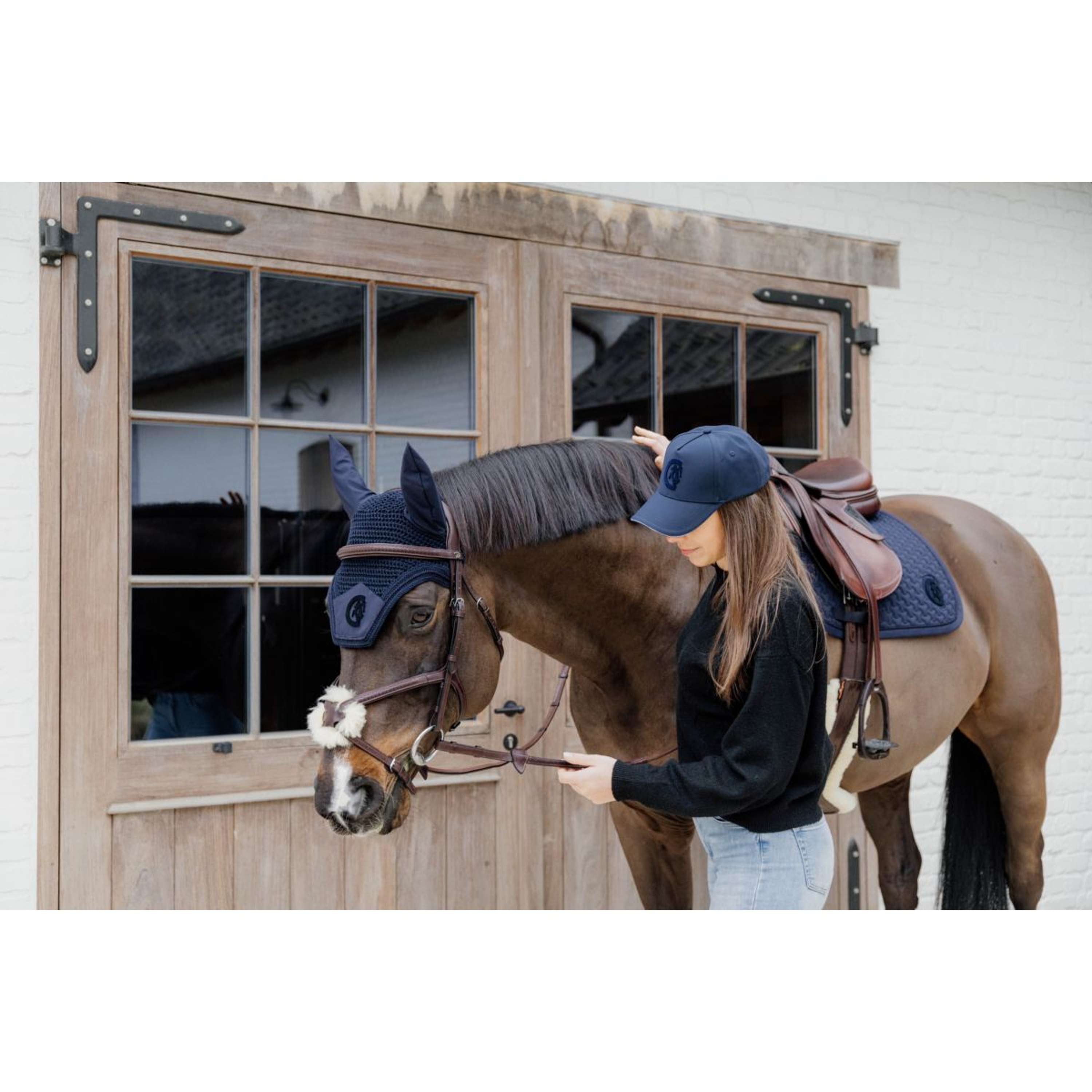 Kentucky Horsewear Bonete para Orejas Wellington 3D Logo Navy