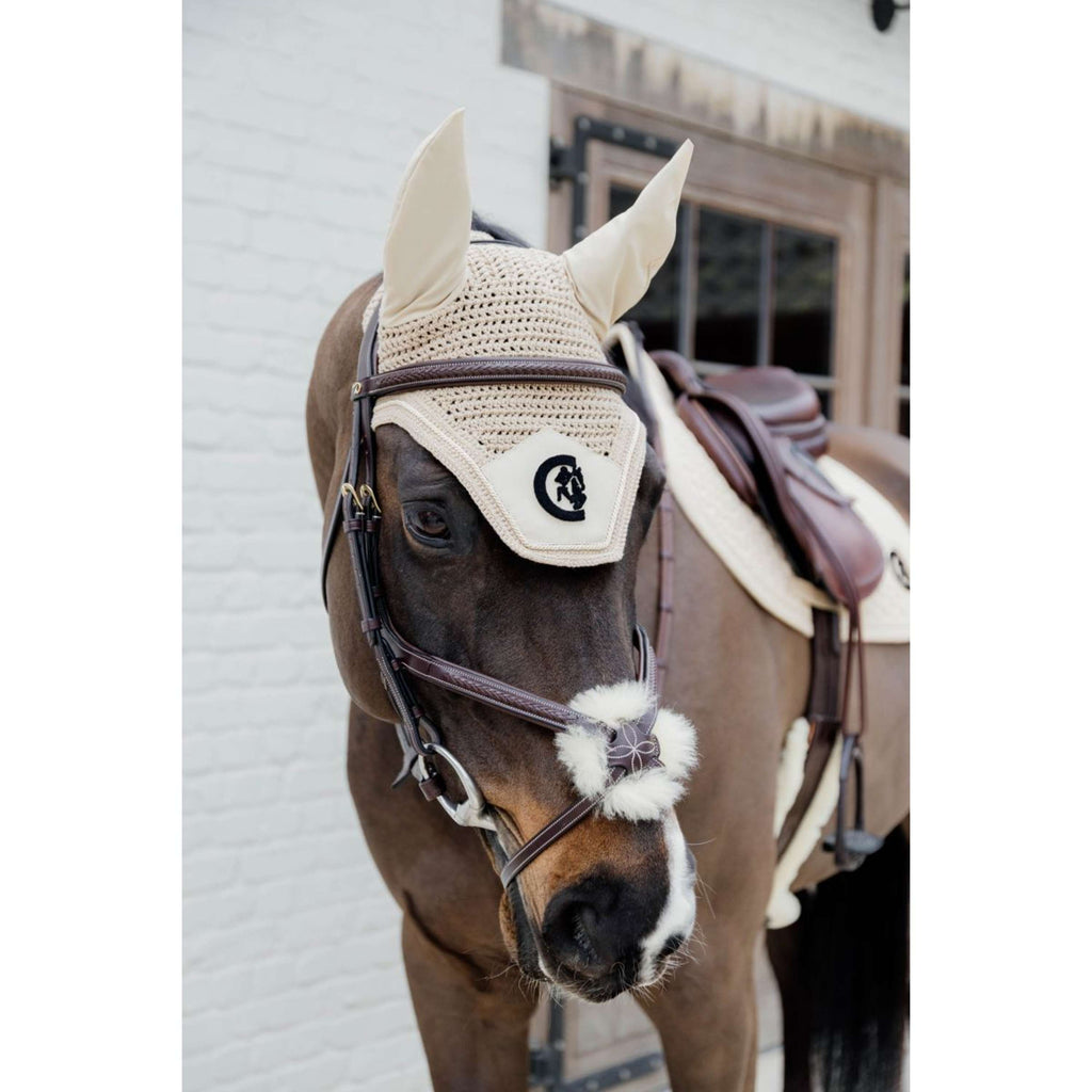 Kentucky Horsewear Bonete para Orejas Wellington 3D Logo Soundless Beige