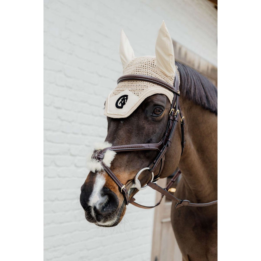 Kentucky Horsewear Bonete para Orejas Wellington 3D Logo Soundless Beige