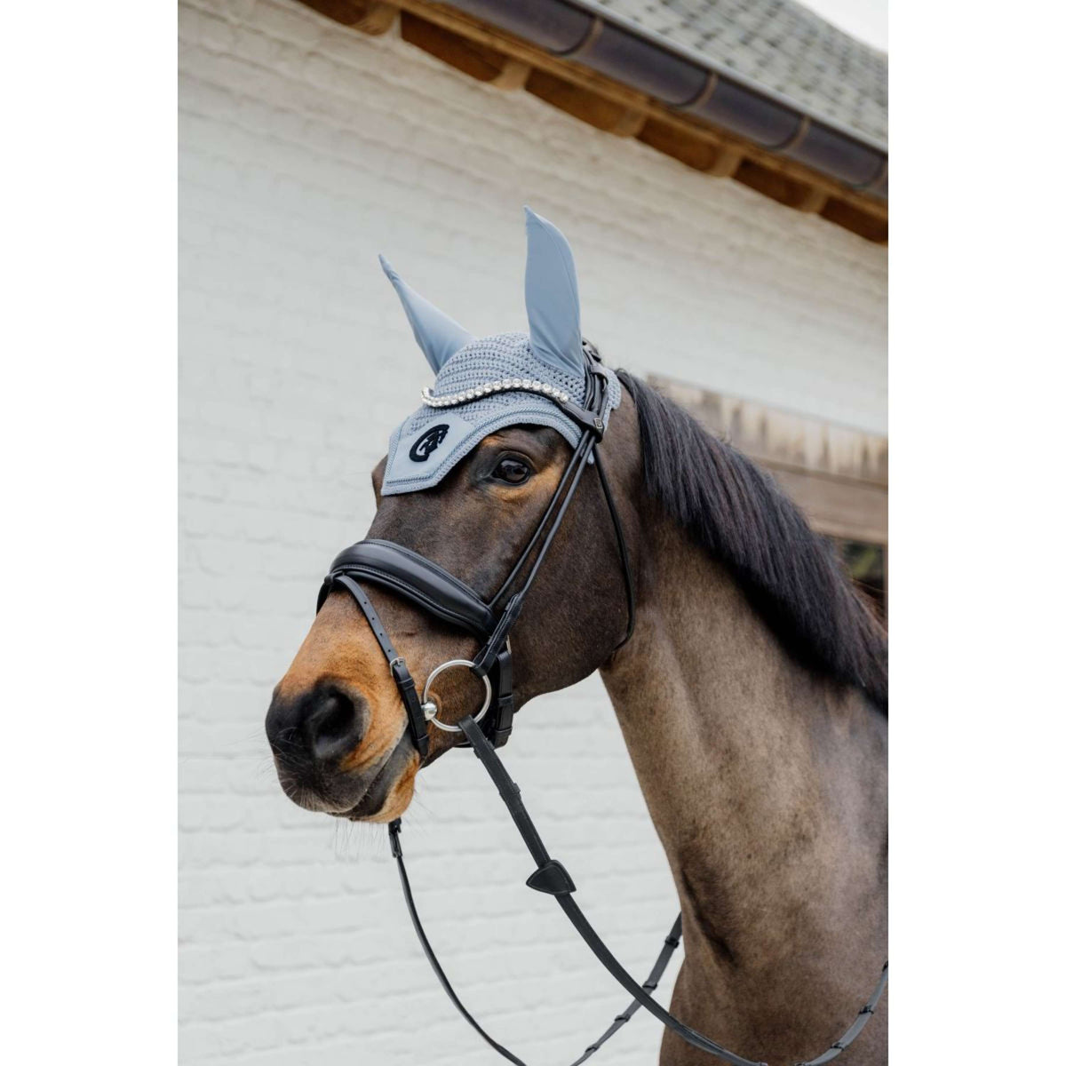 Kentucky Horsewear Bonete para Orejas Wellington 3D Logo Azul claro