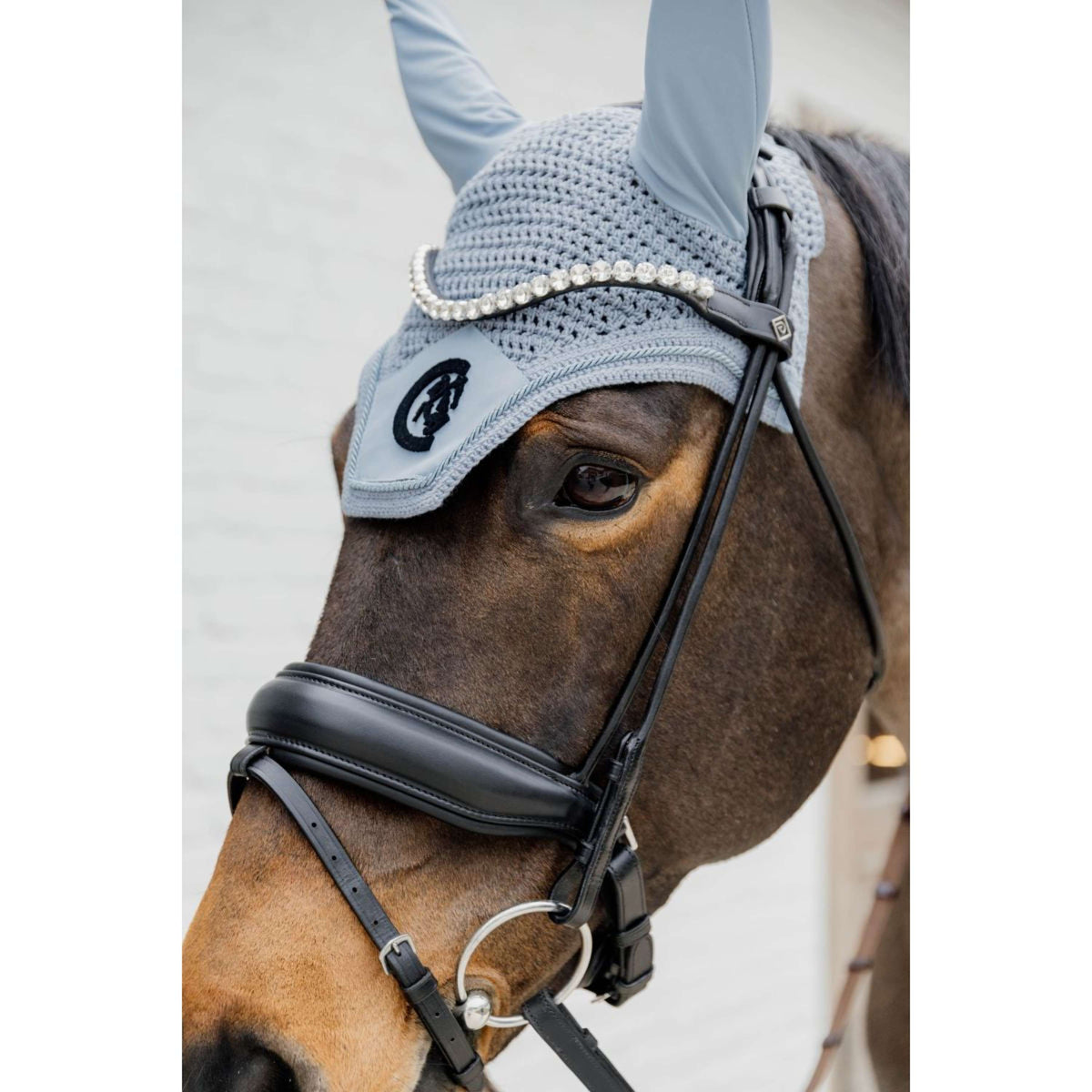 Kentucky Horsewear Bonete para Orejas Wellington 3D Logo Azul claro