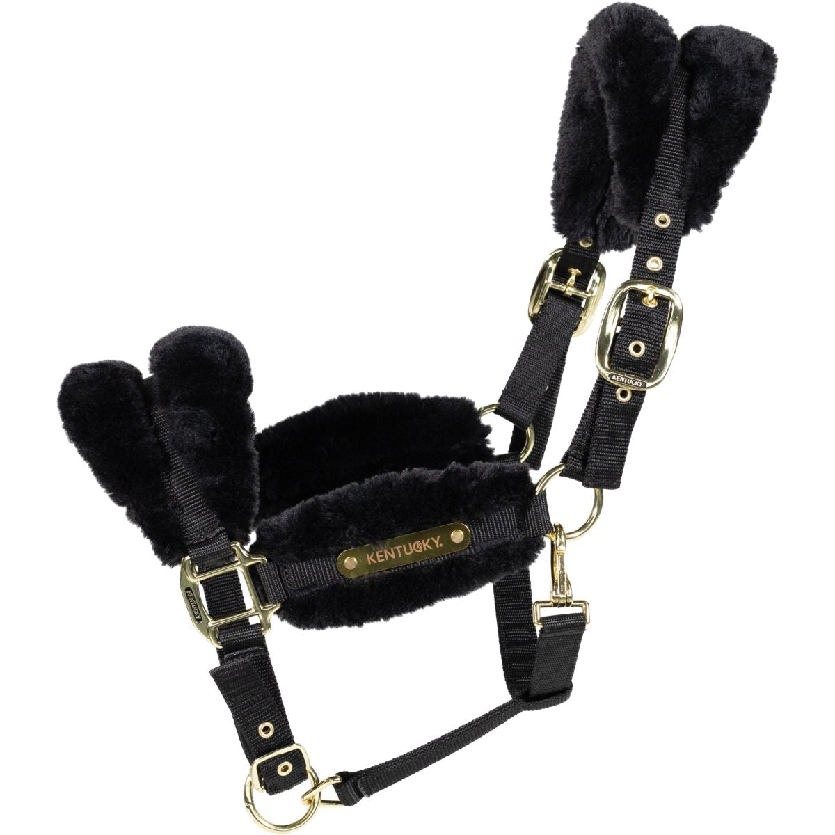 Kentucky Horsewear Cabezada Nylon Lana Suave Negro