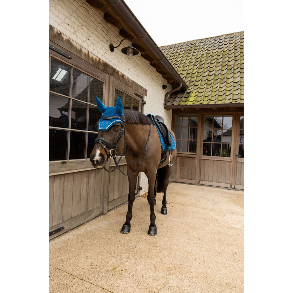 Kentucky Bonete para Orejas Wellington Velvet Horse Printing Navy
