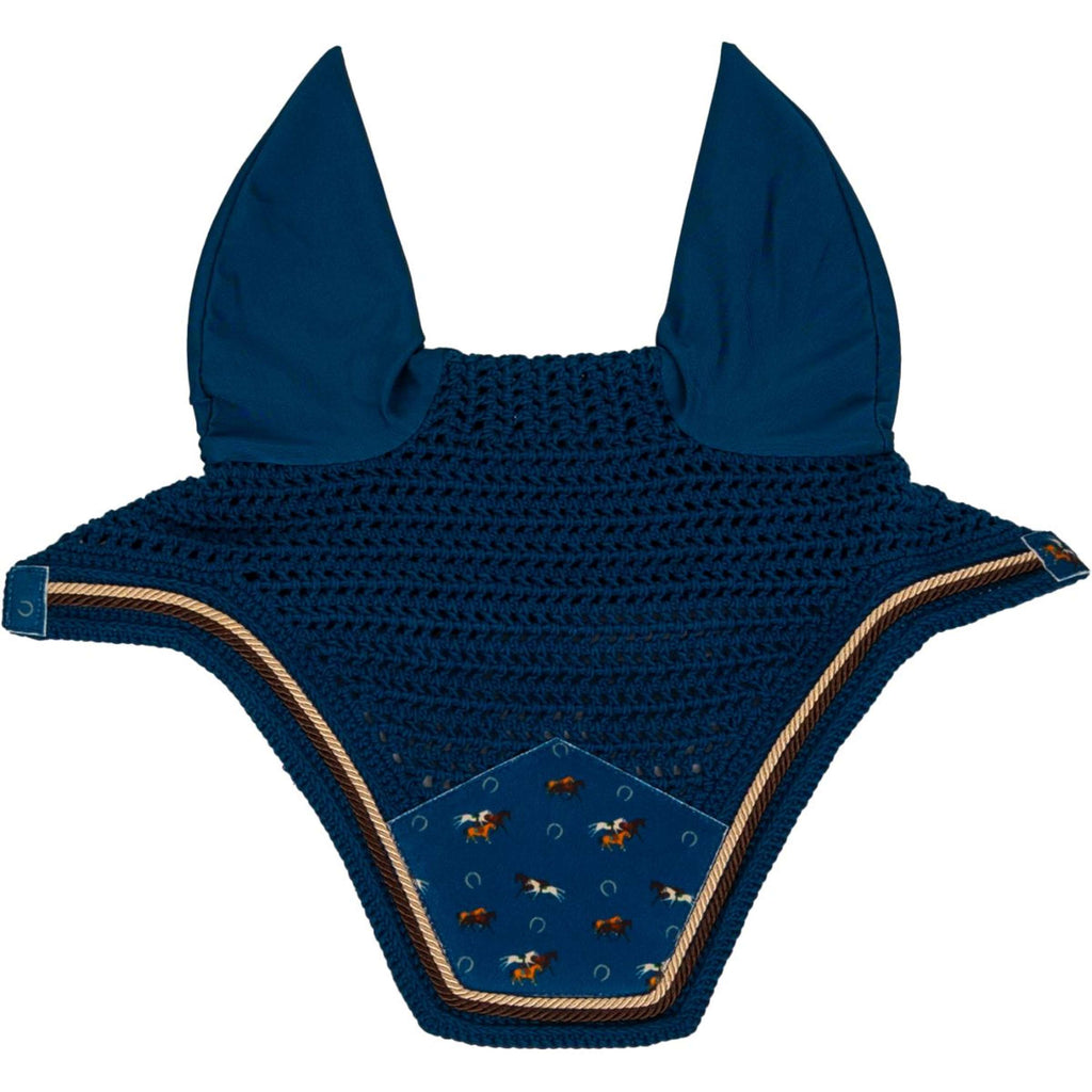 Kentucky Bonete para Orejas Wellington Velvet Horse Printing Navy