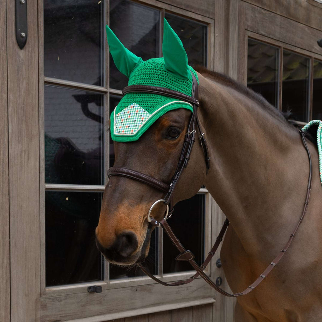 Kentucky Bonete para Orejas Wellington Velvet Pied De Poule Verde claro