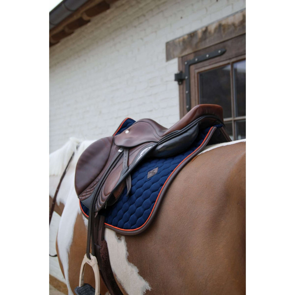 Kentucky Horsewear Mantilla Onion Quilt Leather Neon saltando Navy
